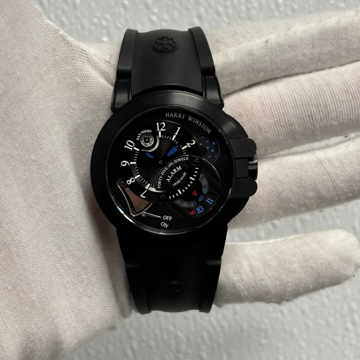 Harry Winston Ocean 44mm Black Dial Watch Ref OCEMAL44ZZ004 Happy Jewelers Watches Harry Winston Ocean 44mm Black Dial Watch Ref OCEMAL44ZZ004 Happy Jewelers Watches