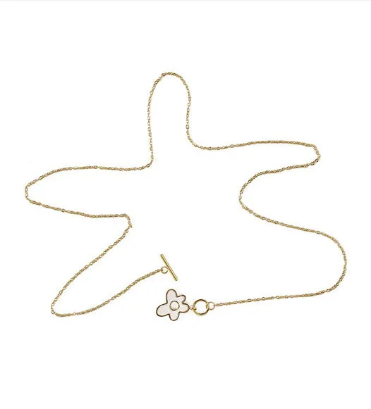 Necklaces Refined by AnnaKaci Natural Shell Asymmetrical Flower Necklace