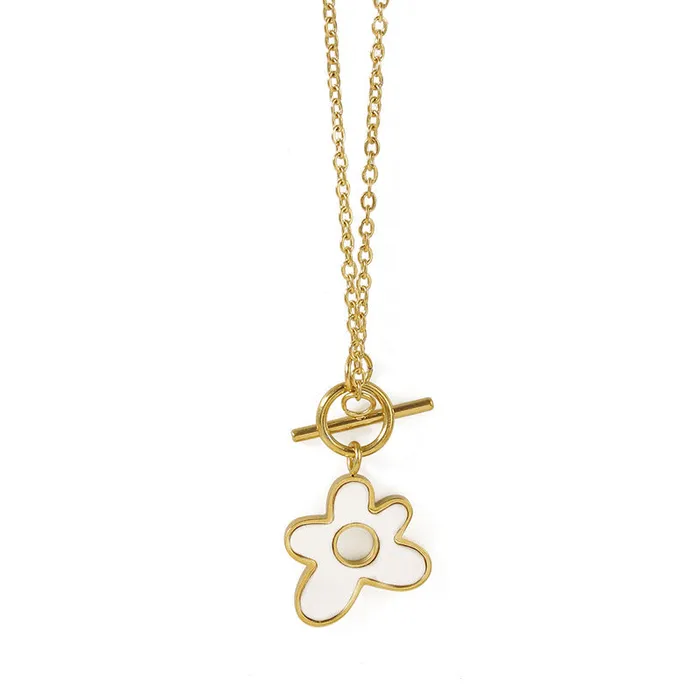 Necklaces Refined by AnnaKaci Natural Shell Asymmetrical Flower Necklace