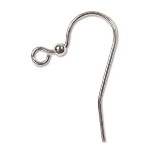 PK02SP1 Silver Plated Hook Earwire With 2mm Ball Pkg 1 Pair Beadsmith Rings
