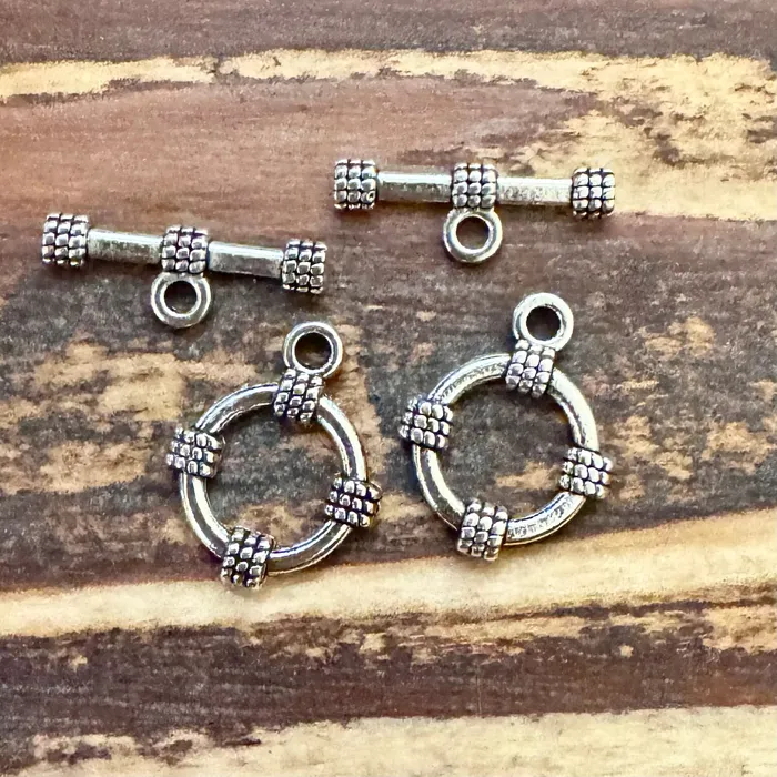 Premium Pewter BCB0635 Antique Silver Toggle With Notches 14mm Pkg 2 Sets Rings
