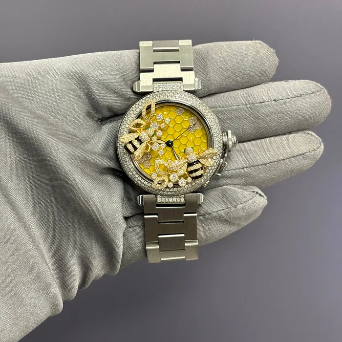 Watches Happy Jewelers Cartier Pasha 35mm Honeycomb Dial Watch Ref W31043M7 Watches Happy Jewelers Cartier Pasha 35mm Honeycomb Dial Watch Ref W31043M7