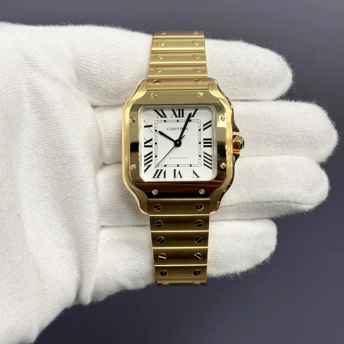 Watches Happy Jewelers Cartier Santos 35mm Yellow Gold White Dial Watch Ref WGSA0030 Watches Happy Jewelers Cartier Santos 35mm Yellow Gold White Dial Watch Ref WGSA0030