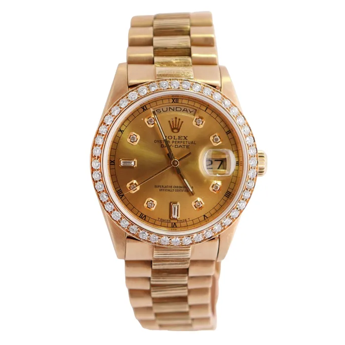 Watches Happy Jewelers Rolex DayDate 36mm Champagne Dial Watch Ref 18238