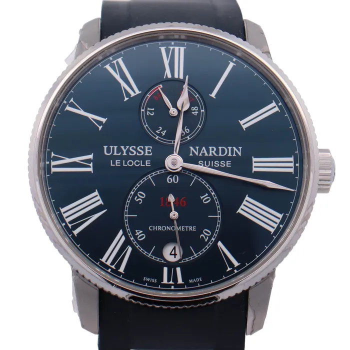 Watches Happy Jewelers Ulysse Nardin Stainless Steel 42mm Blue Chronometer Dial Watch Reference 118331043