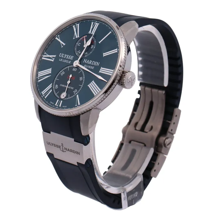 Watches Happy Jewelers Ulysse Nardin Stainless Steel 42mm Blue Chronometer Dial Watch Reference 118331043